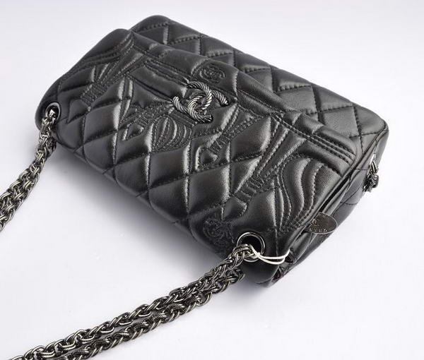 7A Replica Chanel Flap Shoulder Bag Lambskin Leather A47049 Black